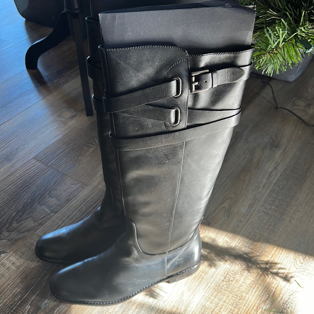 Coach Black Over the Knee Leather Boots
